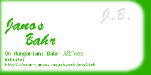 janos bahr business card